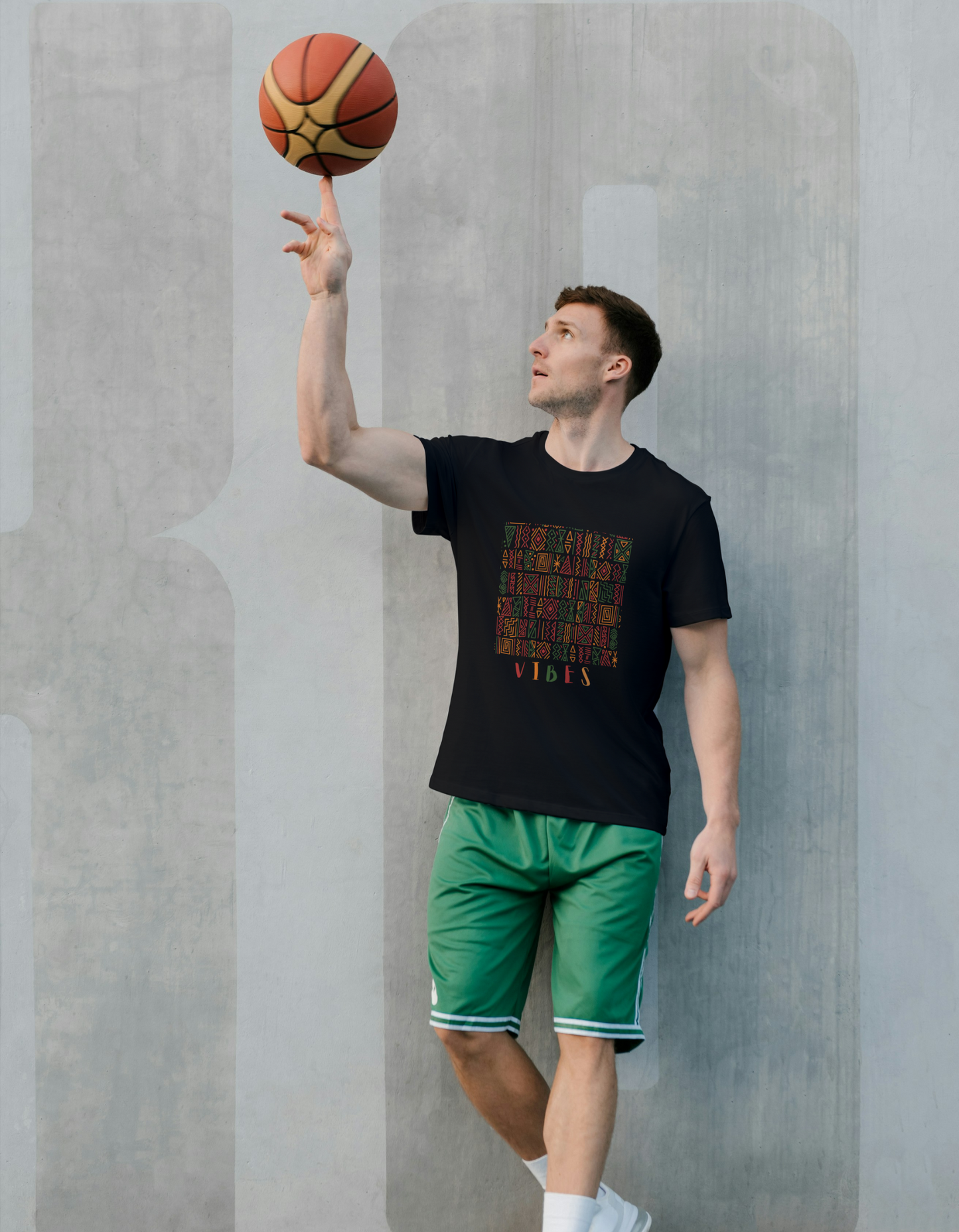 Vibes Design Regular Fit RN Men's Black T-shirt