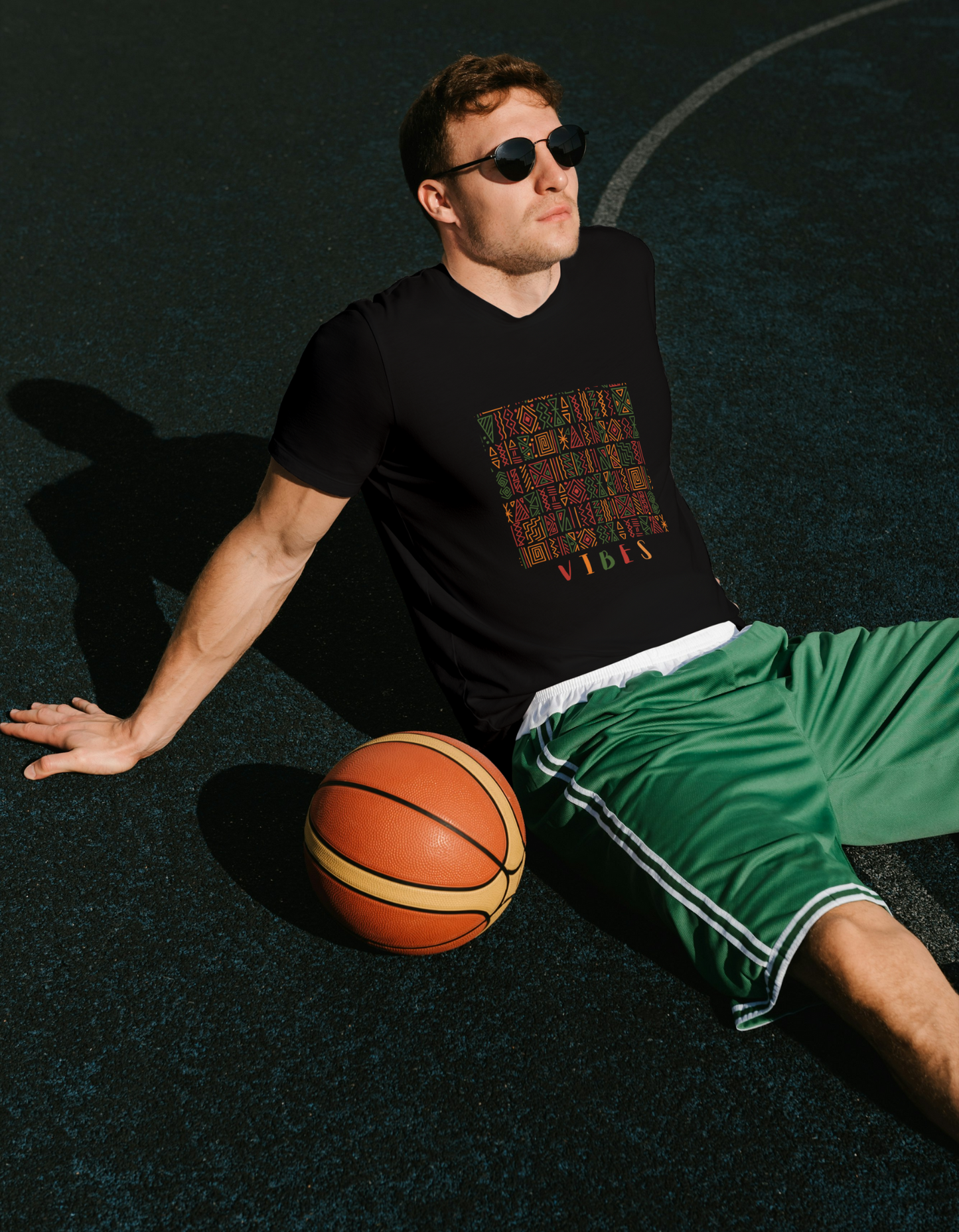 Vibes Design Regular Fit RN Men's Black T-shirt