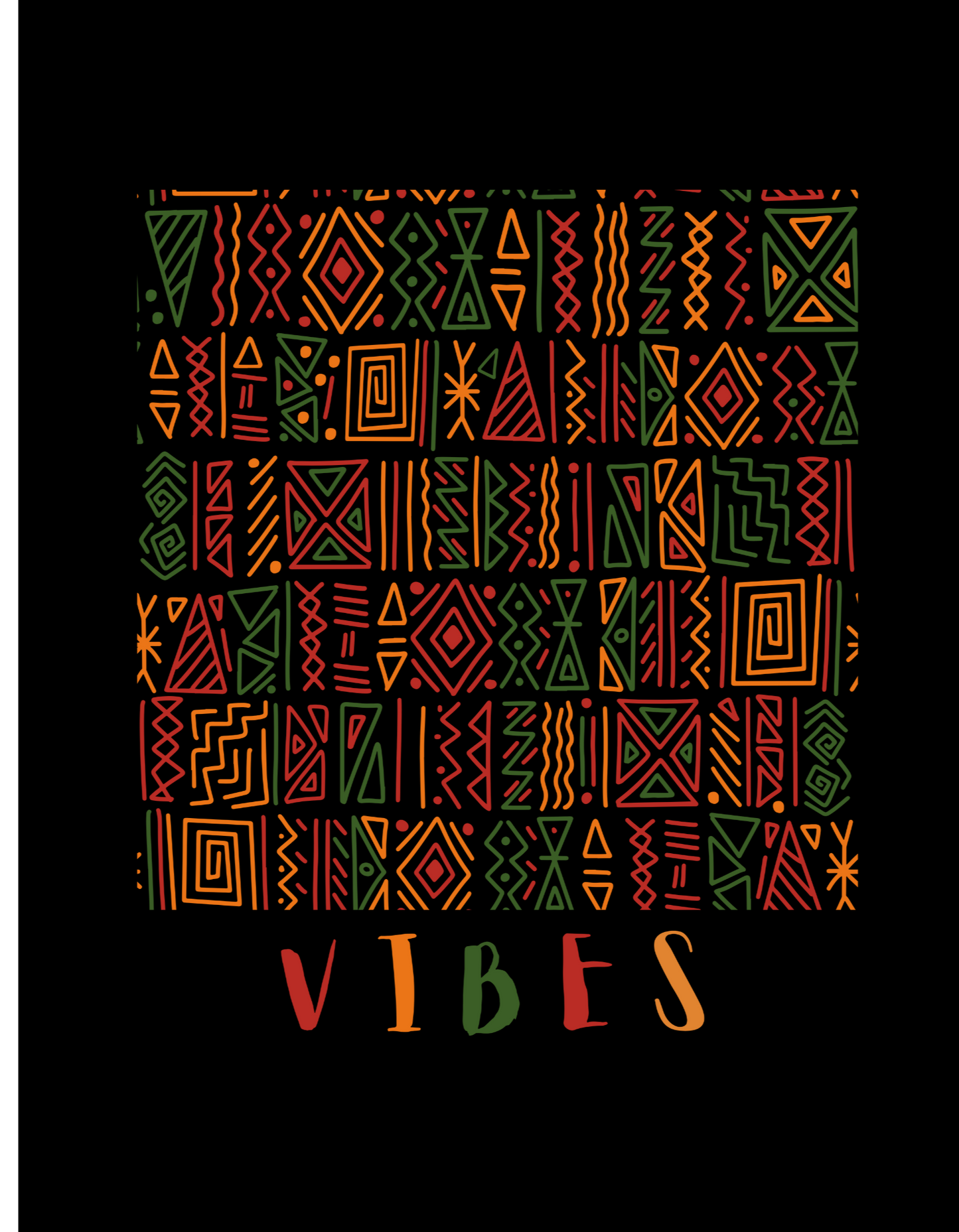 Vibes Design Regular Fit RN Men's Black T-shirt