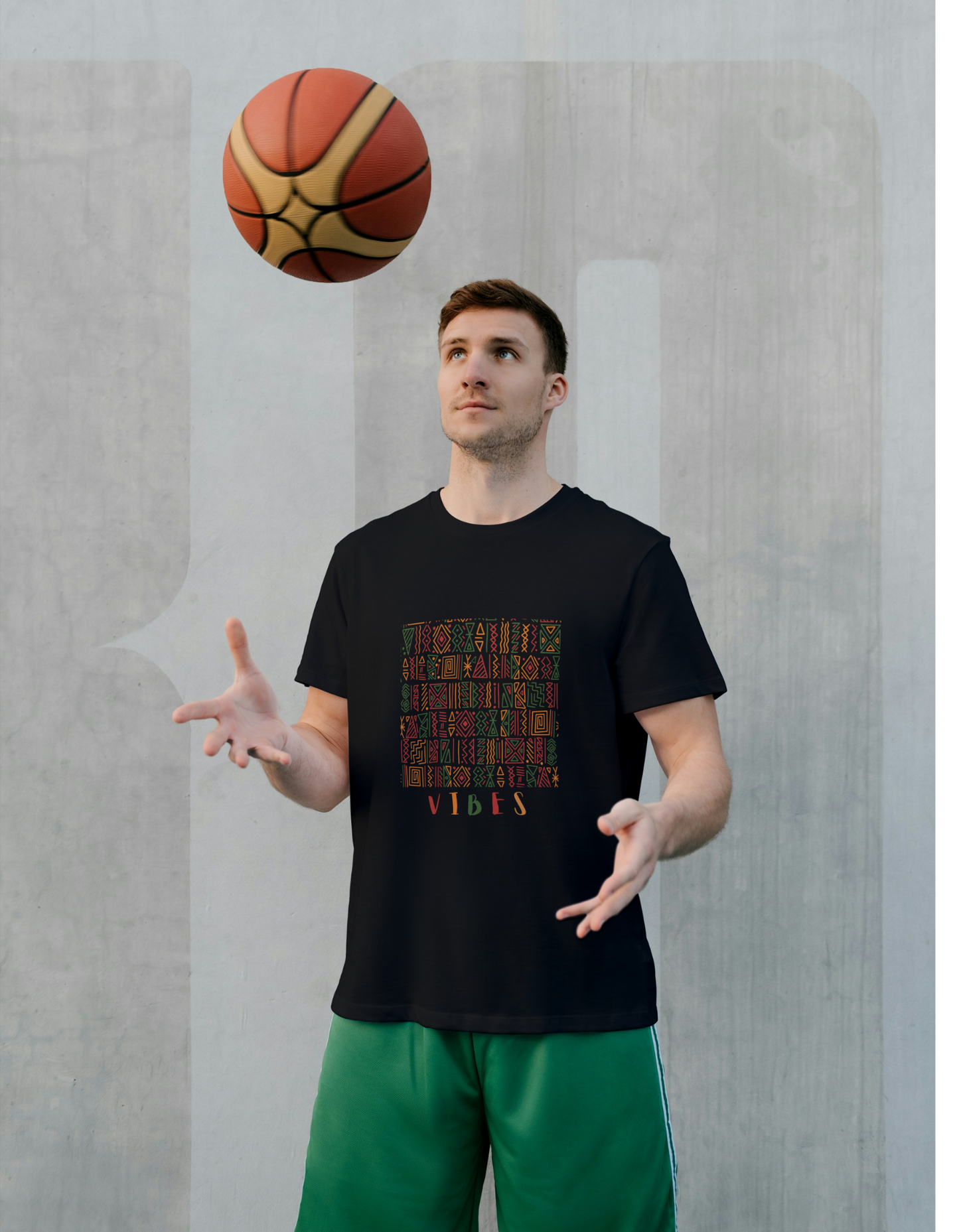 Vibes Design Regular Fit RN Men's Black T-shirt