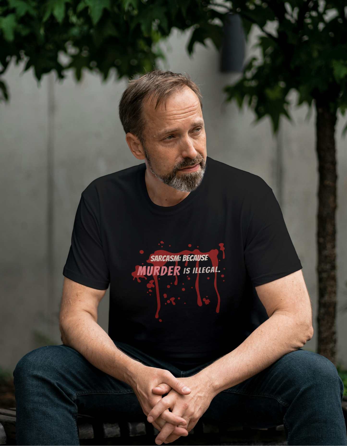 Sarcasm Because Murder is Illegal Regual Fit RN Men's Black T-shirt