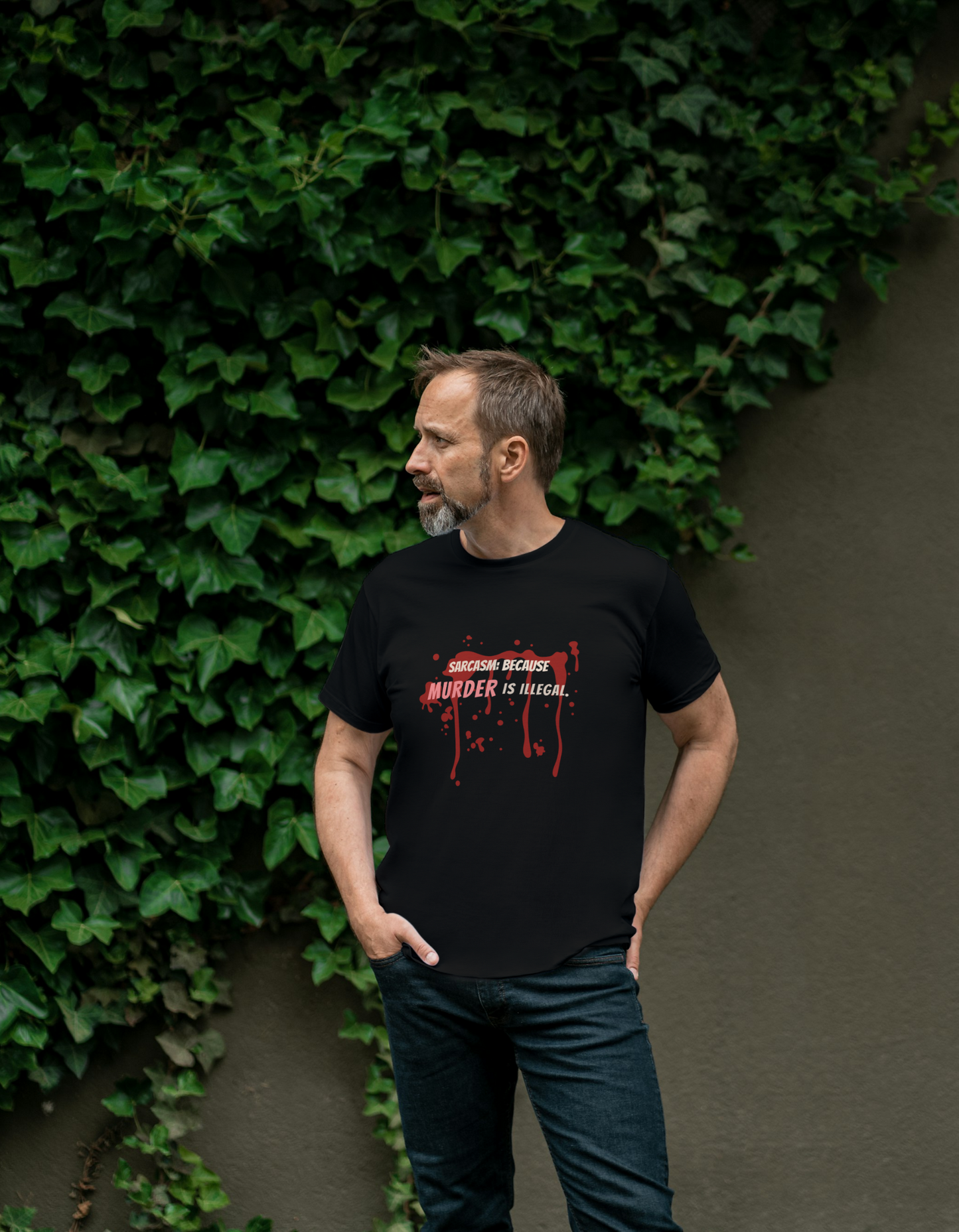 Sarcasm Because Murder is Illegal Regual Fit RN Men's Black T-shirt