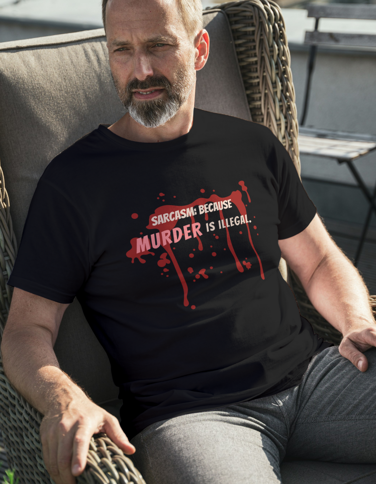 Sarcasm Because Murder is Illegal Regual Fit RN Men's Black T-shirt