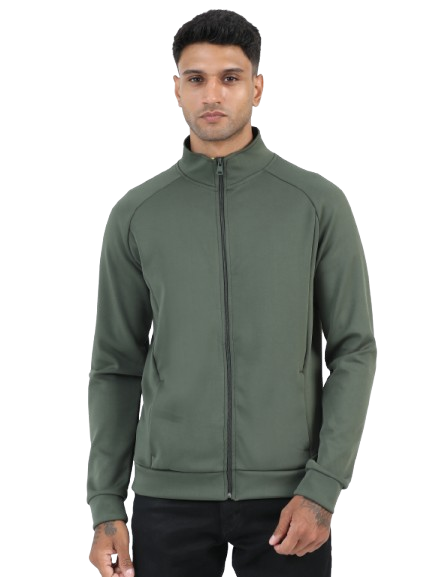 Olive Green Jet seller  Men's Solid  Jacket with zip