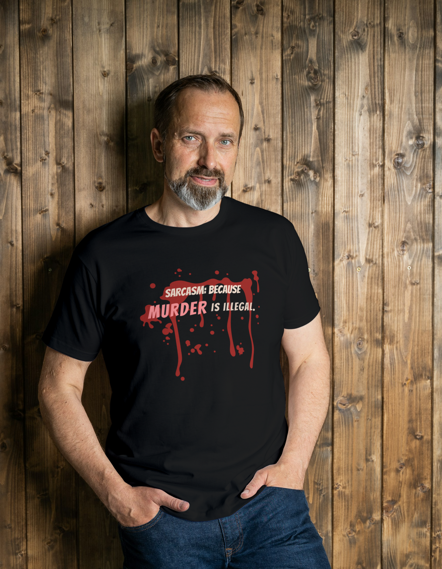 Sarcasm Because Murder is Illegal Regual Fit RN Men's Black T-shirt