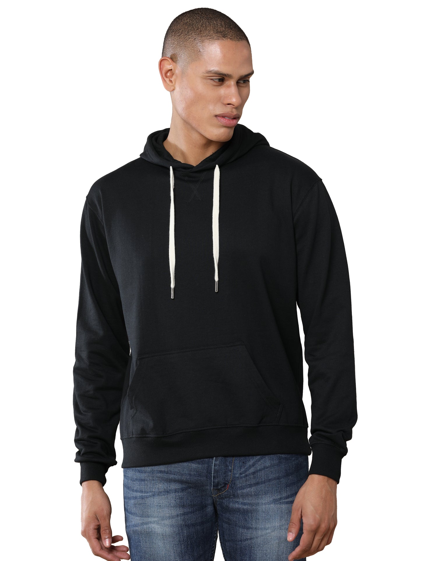 Black Classic Premium Solid Hoodie Without Zip