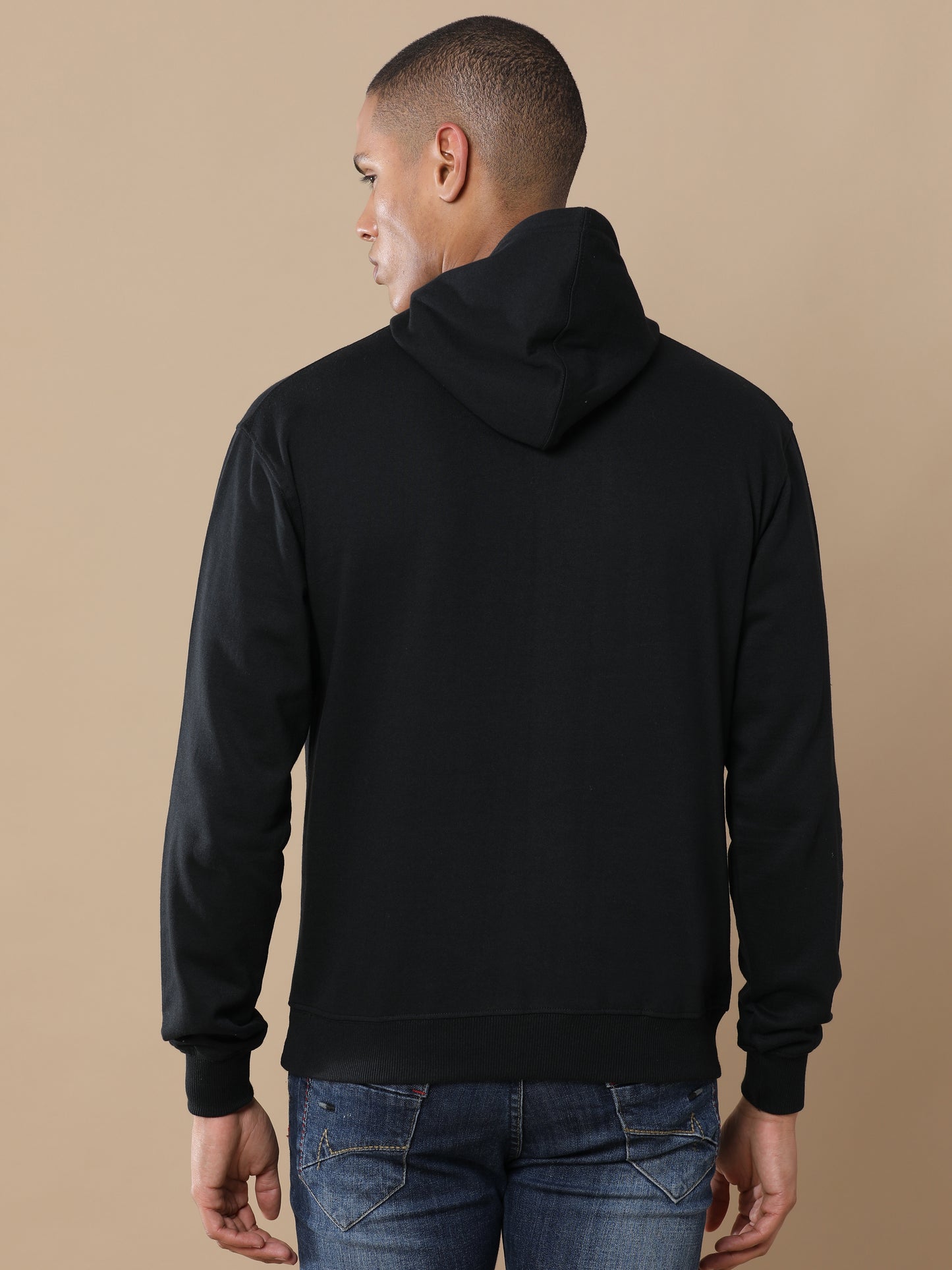 Black Classic Premium Solid Hoodie Without Zip