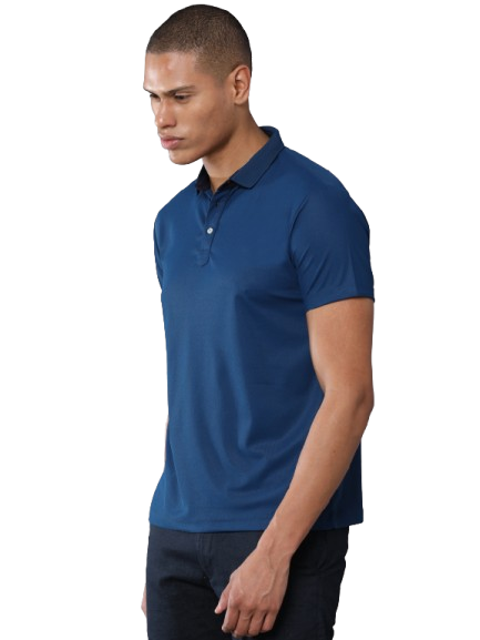 Teal Blue Premium Polyester Men's Solid Polo T-shirt