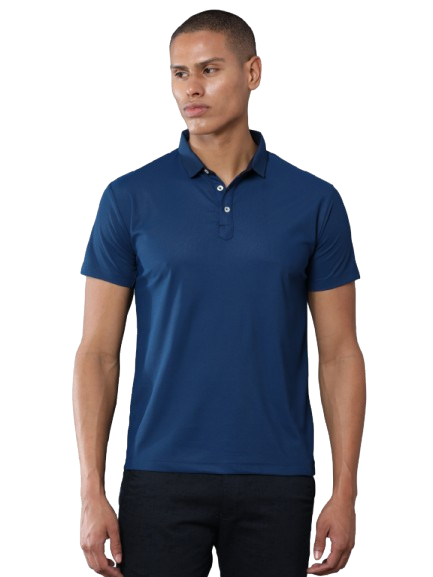 Teal Blue Premium Polyester Men's Solid Polo T-shirt