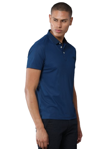 Teal Blue Premium Polyester Men's Solid Polo T-shirt