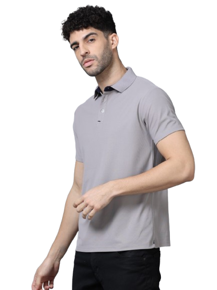Slate Grey Premium Polyester Men's Solid Polo T-shirt