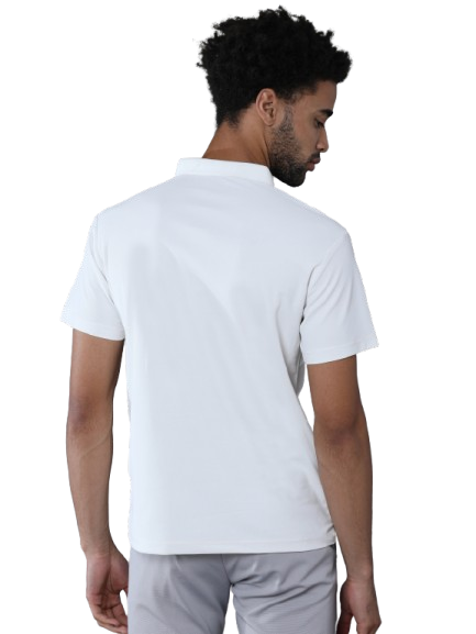 Ivory White Premium Polyester Men's Solid Polo T-shirt