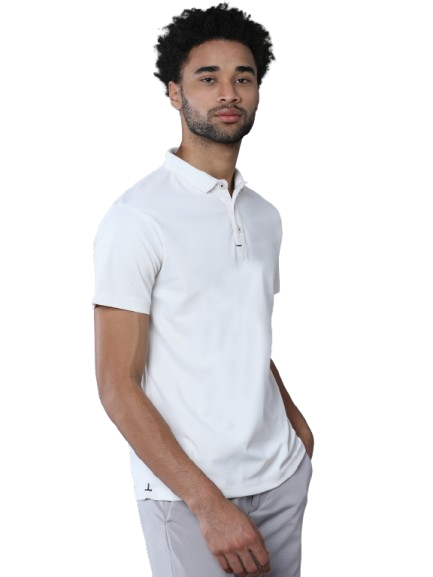 Ivory White Premium Polyester Men's Solid Polo T-shirt