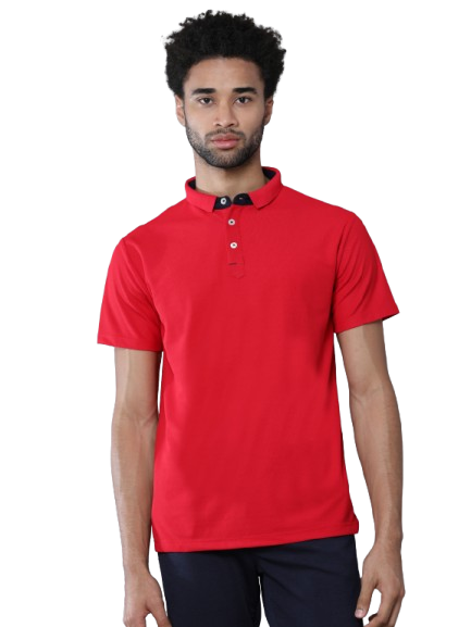 Spark Red  Premium Polyester Men's Solid Polo T-shirt