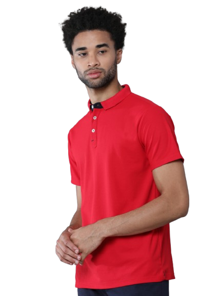 Spark Red  Premium Polyester Men's Solid Polo T-shirt