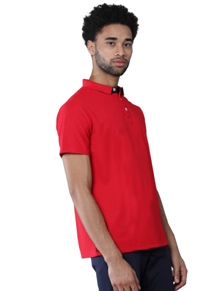 Spark Red  Premium Polyester Men's Solid Polo T-shirt