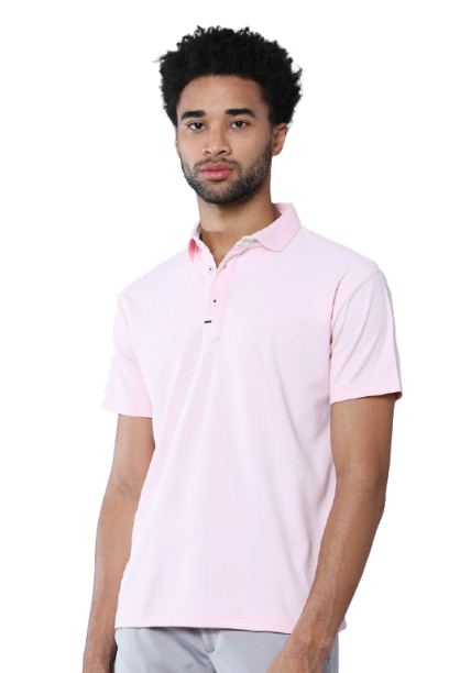 Soft Pink Premium Polyester Men's Solid Polo T-shirt