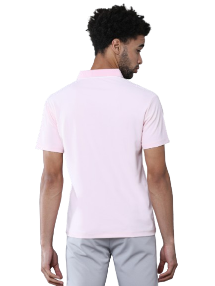 Soft Pink Premium Polyester Men's Solid Polo T-shirt