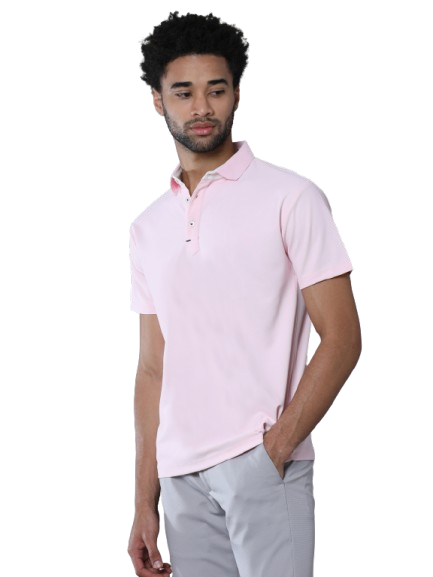 Soft Pink Premium Polyester Men's Solid Polo T-shirt