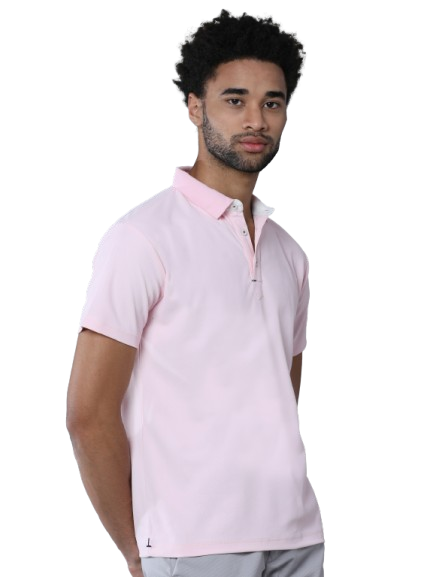 Soft Pink Premium Polyester Men's Solid Polo T-shirt