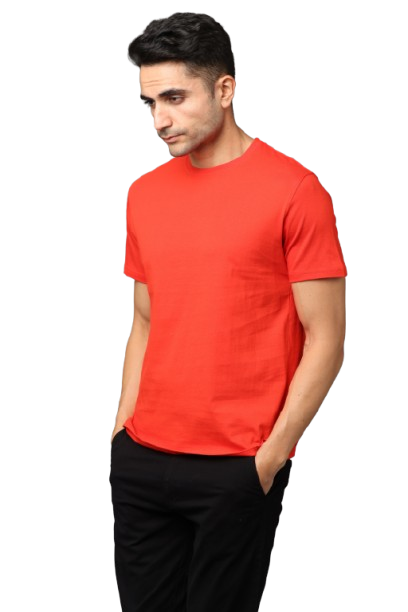 Red Regular Fit  RN  Men's Solid T-shirt