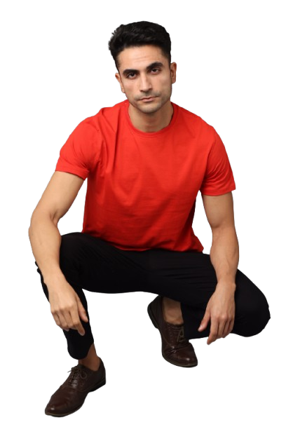 Red Regular Fit  RN  Men's Solid T-shirt