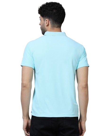 Sky Mint Premium Polyester Men's Solid Polo T-shirt