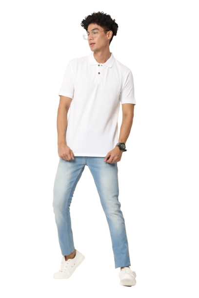 White Regular Fit Men's Polo Solid T-shirt