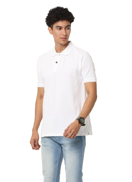 White Regular Fit Men's Polo Solid T-shirt