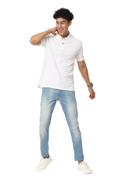White Regular Fit Men's Polo Solid T-shirt