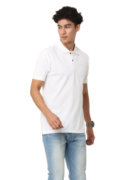 White Regular Fit Men's Polo Solid T-shirt