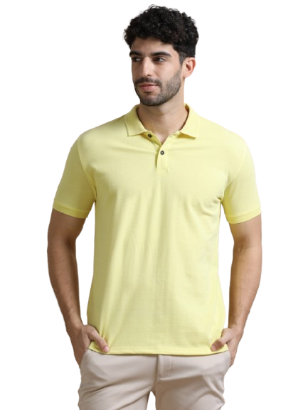 Sunrise Yellow Regular Fit Men's Polo Solid T-shirt