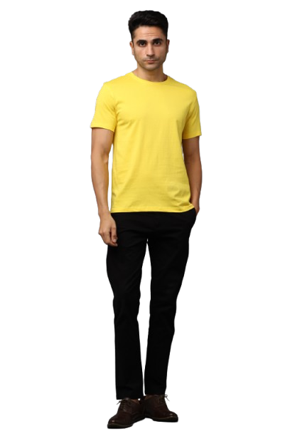 Yellow Regular Fit  RN  Men's Solid T-shirt