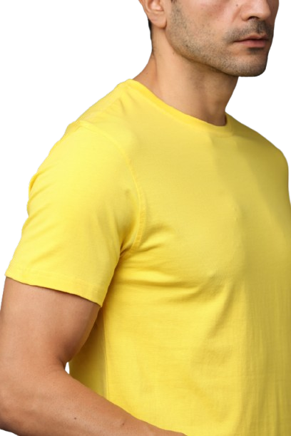 Yellow Regular Fit  RN  Men's Solid T-shirt